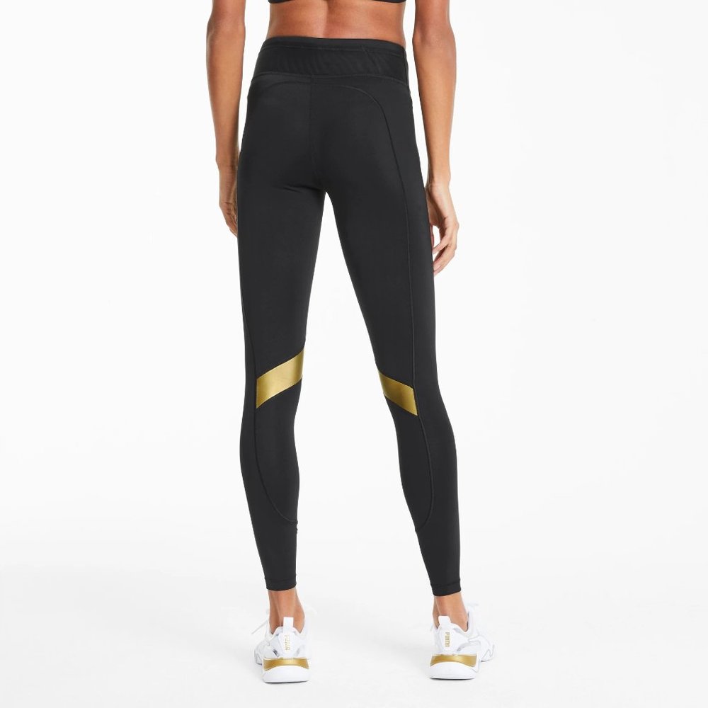 NWT Puma black & gold training slim tight fit high waist leggings, M - Picture 3 of 7